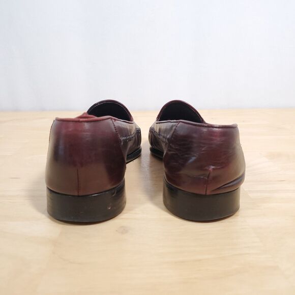Bragano Cherry Brown Penny Loafers Mens Sz 8.5 Italy Cross Stitch Moc Dress Shoe main image 5